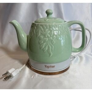 Electric Ceramic Tea Kettle, Boil Water  , Boil Dry Protection,1 L, Green Leaf